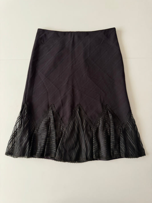 Falda cafe co cuchillas, Talla 7Mx, 8Usa, Mujer