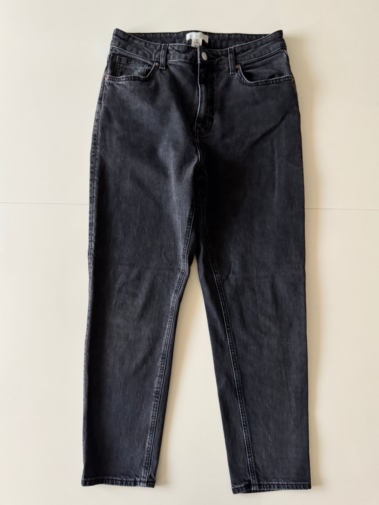 Jeans negros, tiro alto, Talla 10, H&M, Mujer