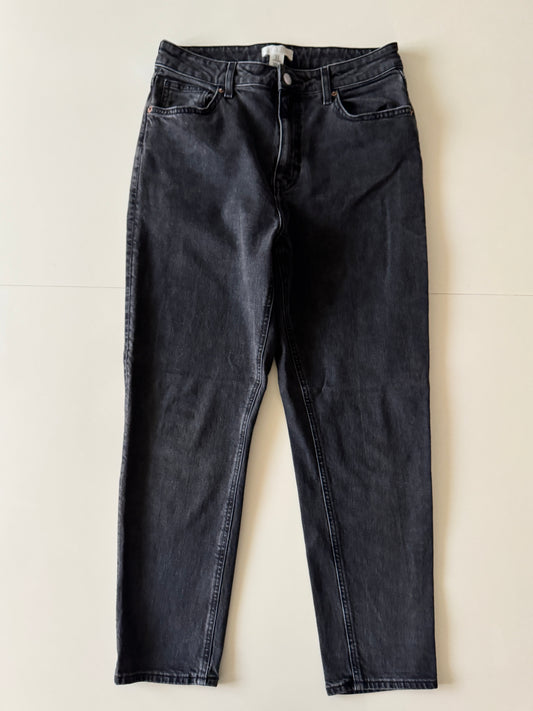 Jeans negros, tiro alto, Talla 10, H&M, Mujer