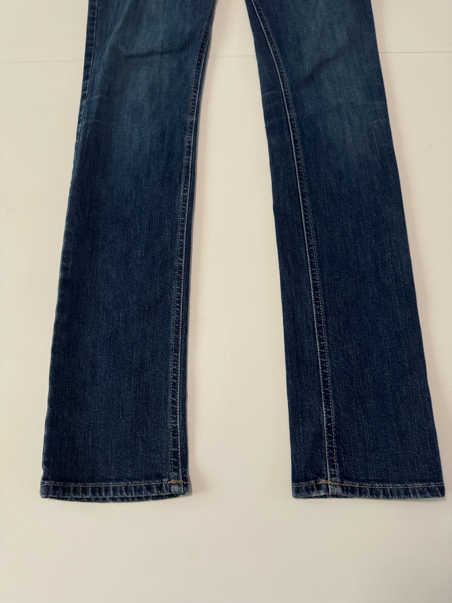 Jeans azules low rise, Talla W26, L35, Mujer