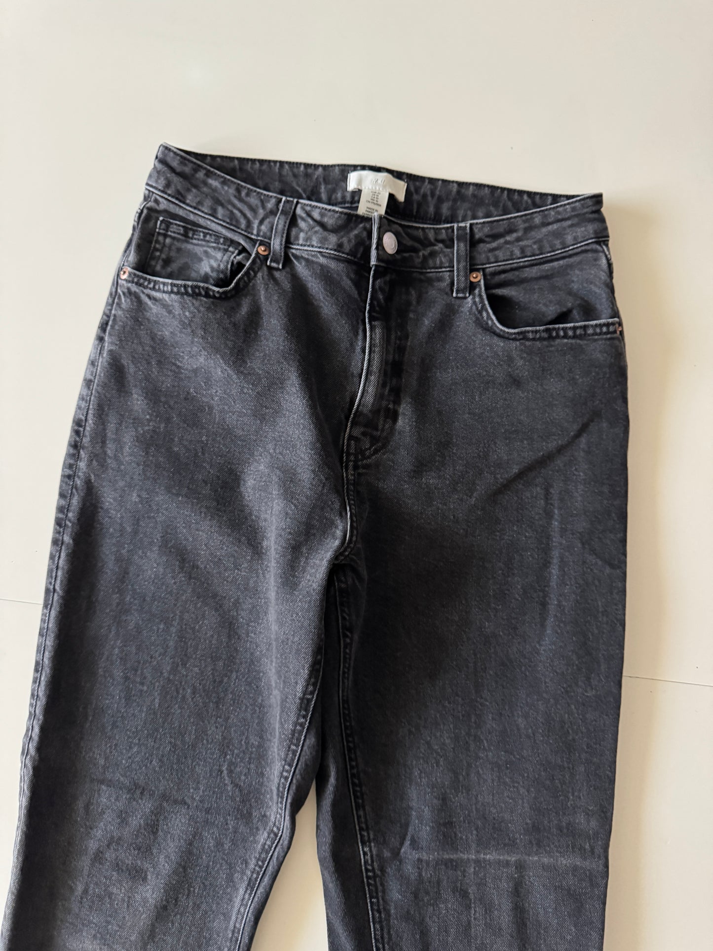Jeans negros, tiro alto, Talla 10, H&M, Mujer