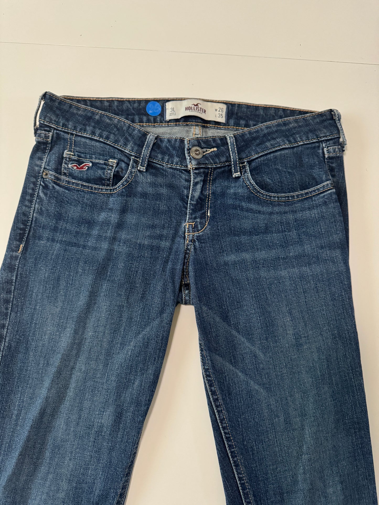 Jeans azules low rise, Talla W26, L35, Mujer