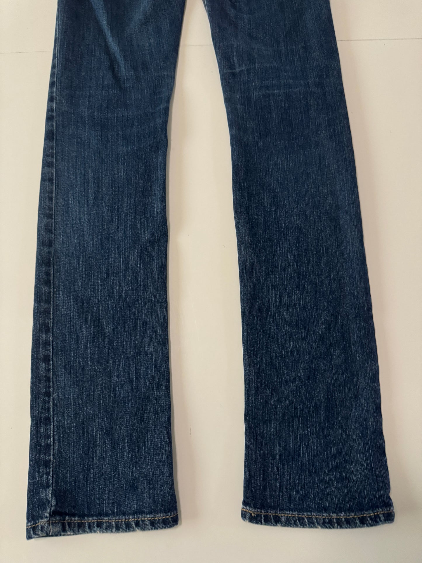 Jeans azules low rise, Talla W26, L35, Mujer