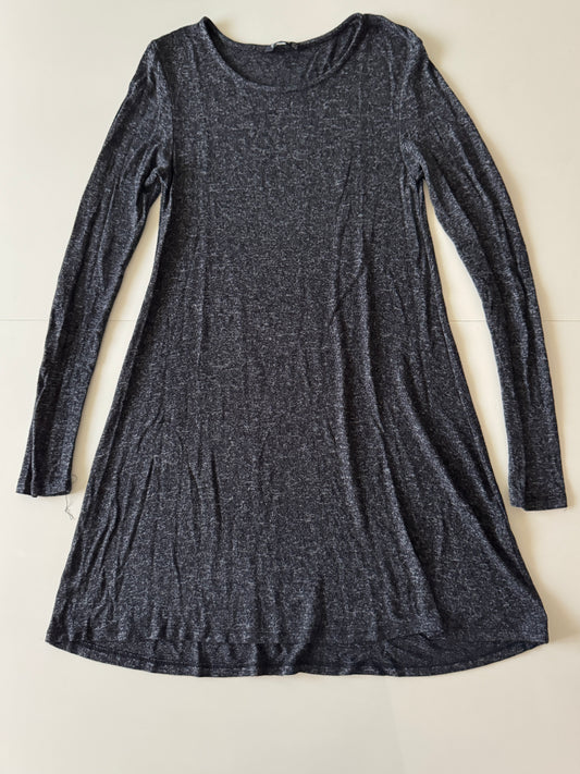 Vestido gris de punto, manga larga, Talla S, Stradivarius, Mujer