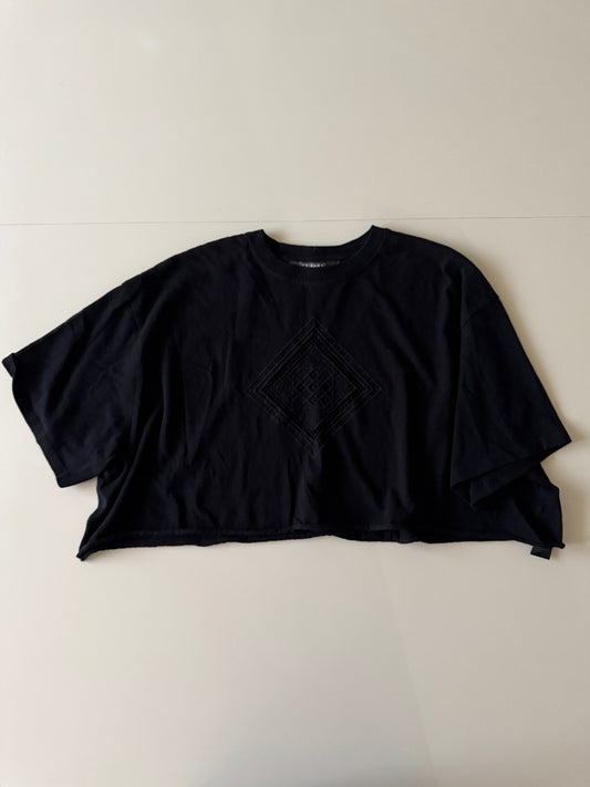 Crop negro con detalle al frente tejido, Talla M, Primark, Mujer