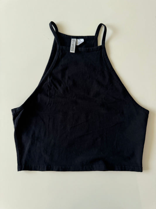 Crop top halter negro, Talla L, Divided H&M, Mujer