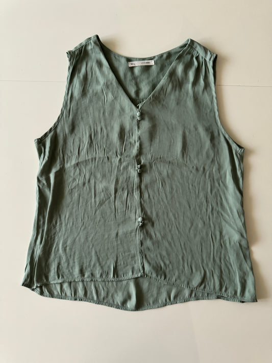Blusa sin mangas, semi- casual. Verde menta, Talla M, Sfera Basic, Mujer