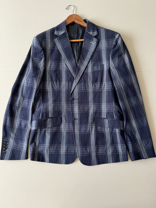 Blazer de cuadros azul, Talla M/L, Hombre