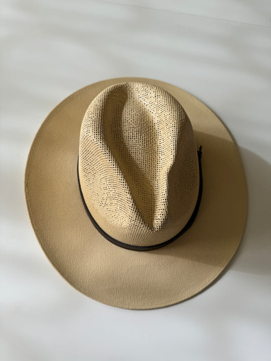 Sombrero beige de paja, Talla M, Mujer