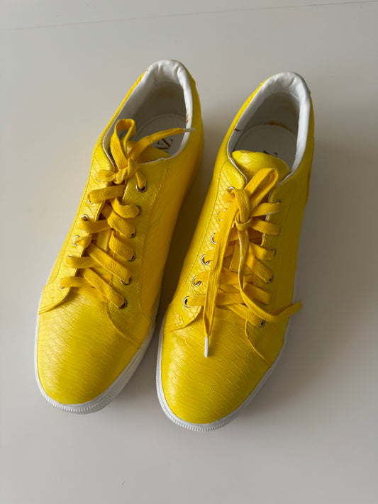 Tenis pintados de amarillo, Talla 45Eu, 29Mx, Hombre