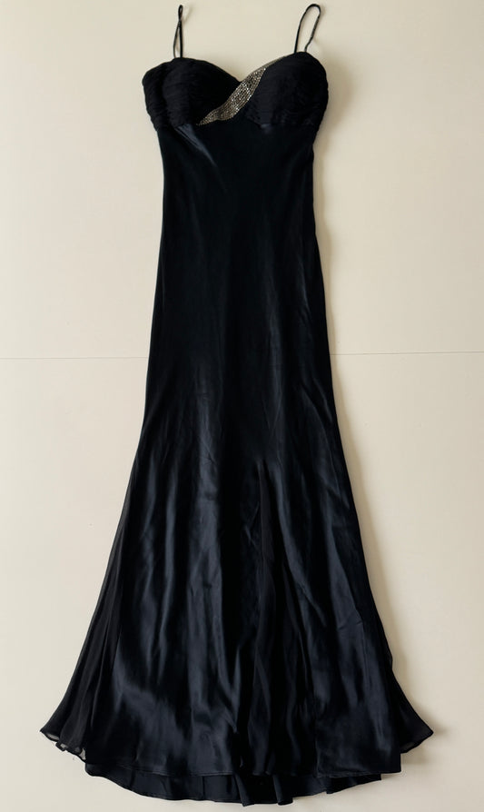 Vestido negro, slip dress, Talla S, Mujer