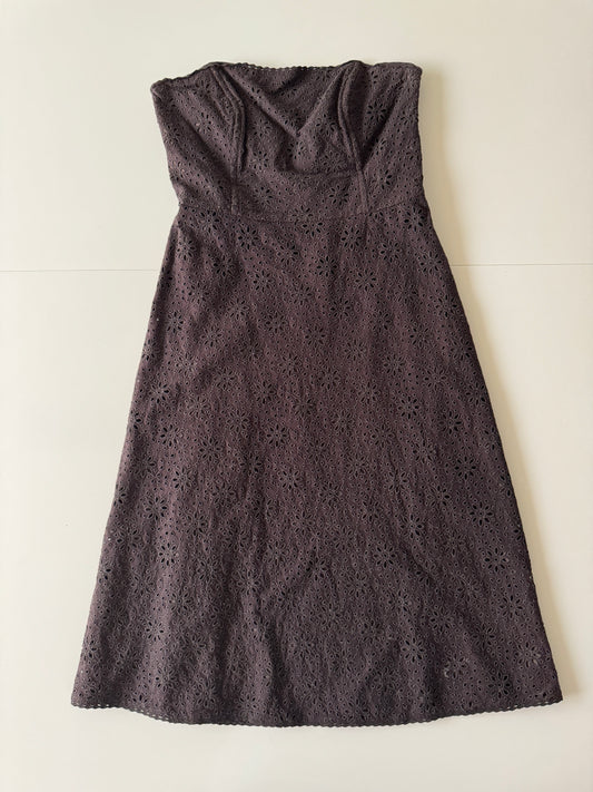 Vestido cafe strapless, Talla 8, M, Mujer