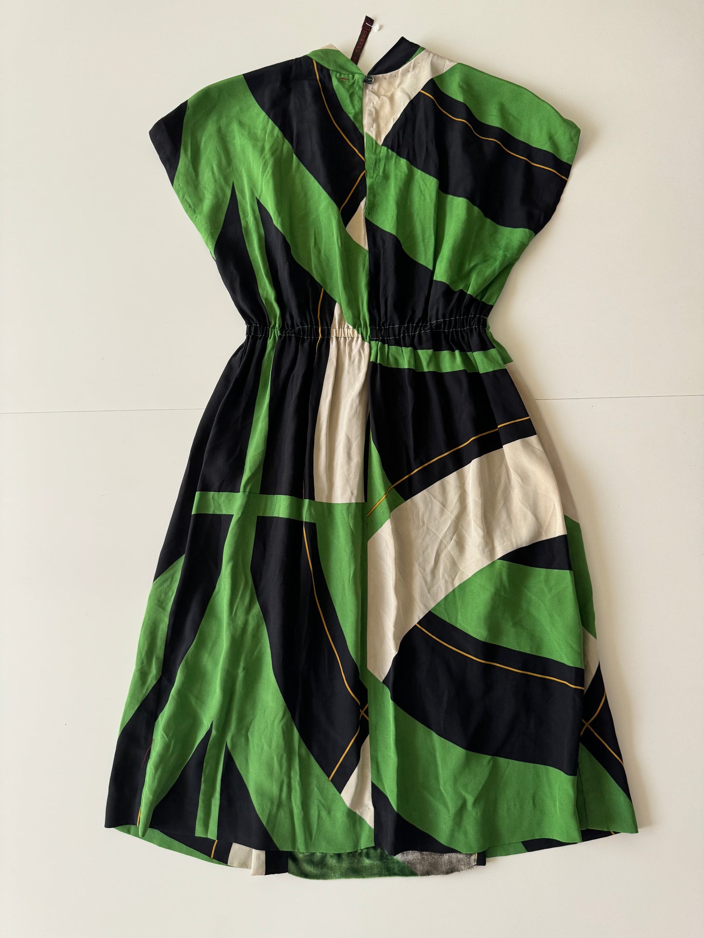 Vestido verde estampado, Talla S, Mujer