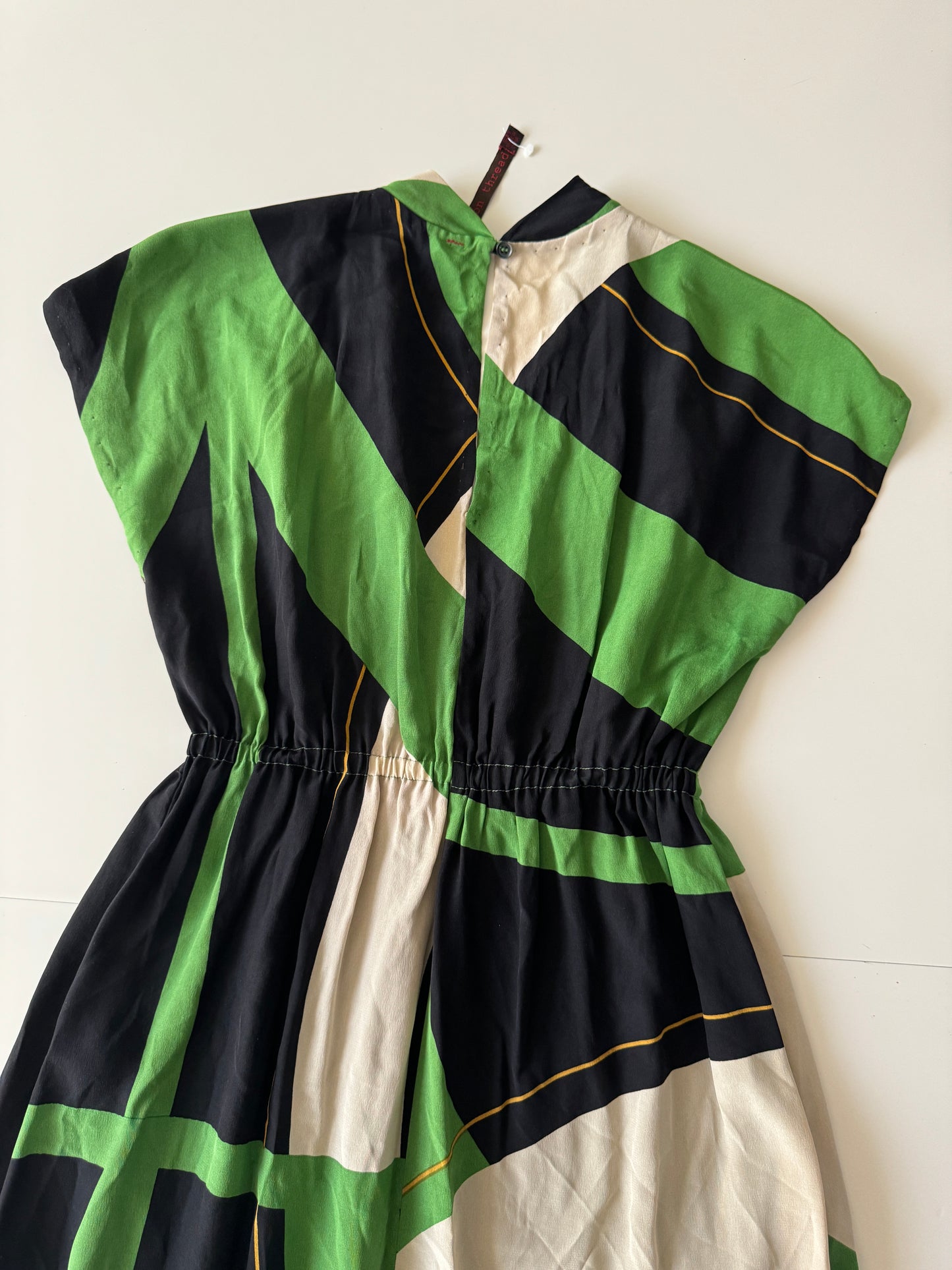 Vestido verde estampado, Talla S, Mujer