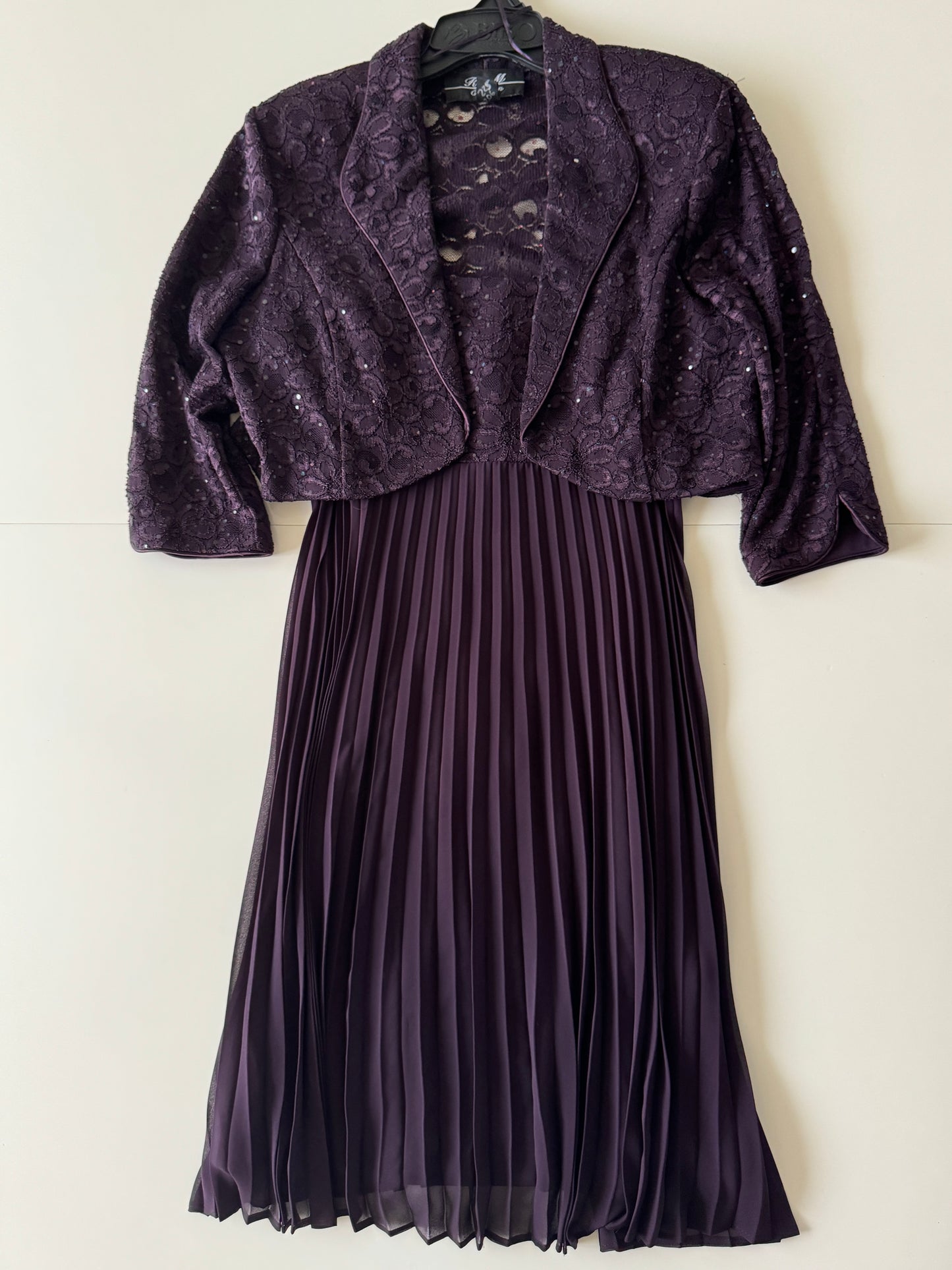 Vestido morado con saco, Talla 14P, L, Mujer