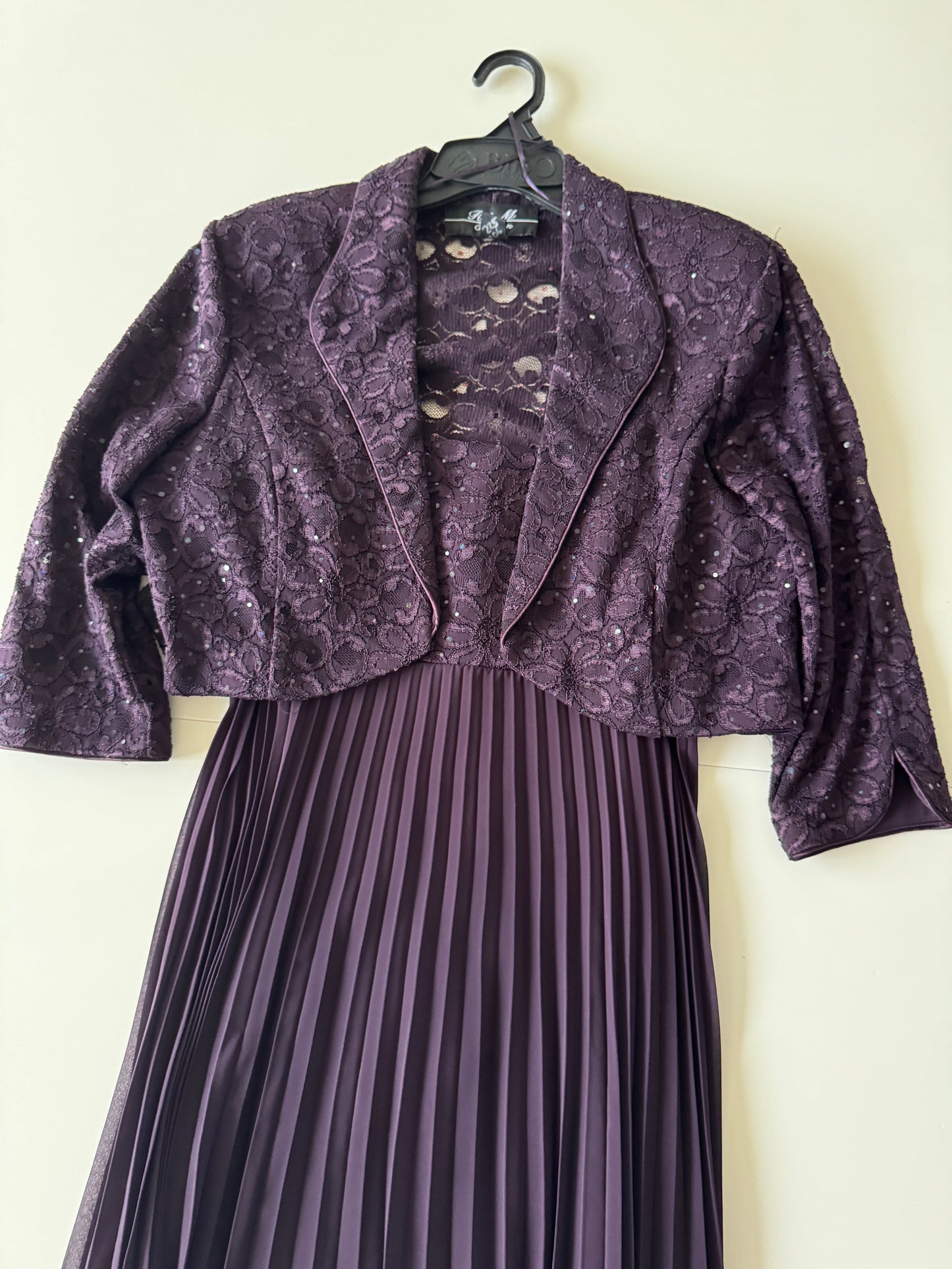 Vestido morado con saco, Talla 14P, L, Mujer