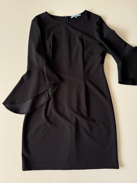 Vestido negro con mangas acampanadas, Talla 14, L, Mujer