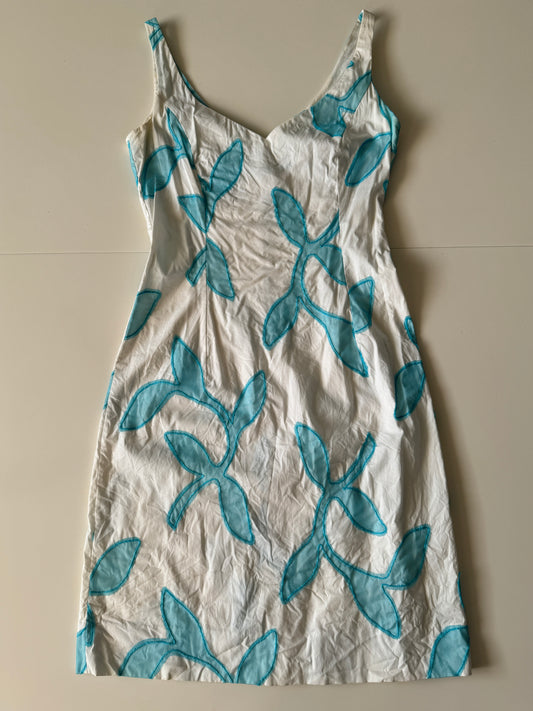 Vestido blanco con flores de tul, Talla 42 It, S, Mujer