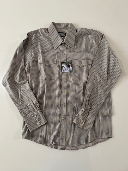 Camisa vaquera beige estampada, Talla L, Hombre, Custer