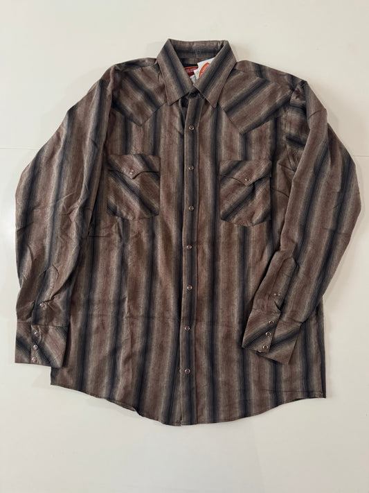 Camisa vaquera cafe de rayas, Talla L, Hombre, Red Rider