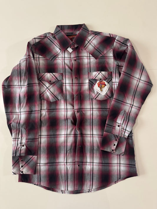 Camisa vaquera roja con gris, Talla L, Hombre, Red Rider