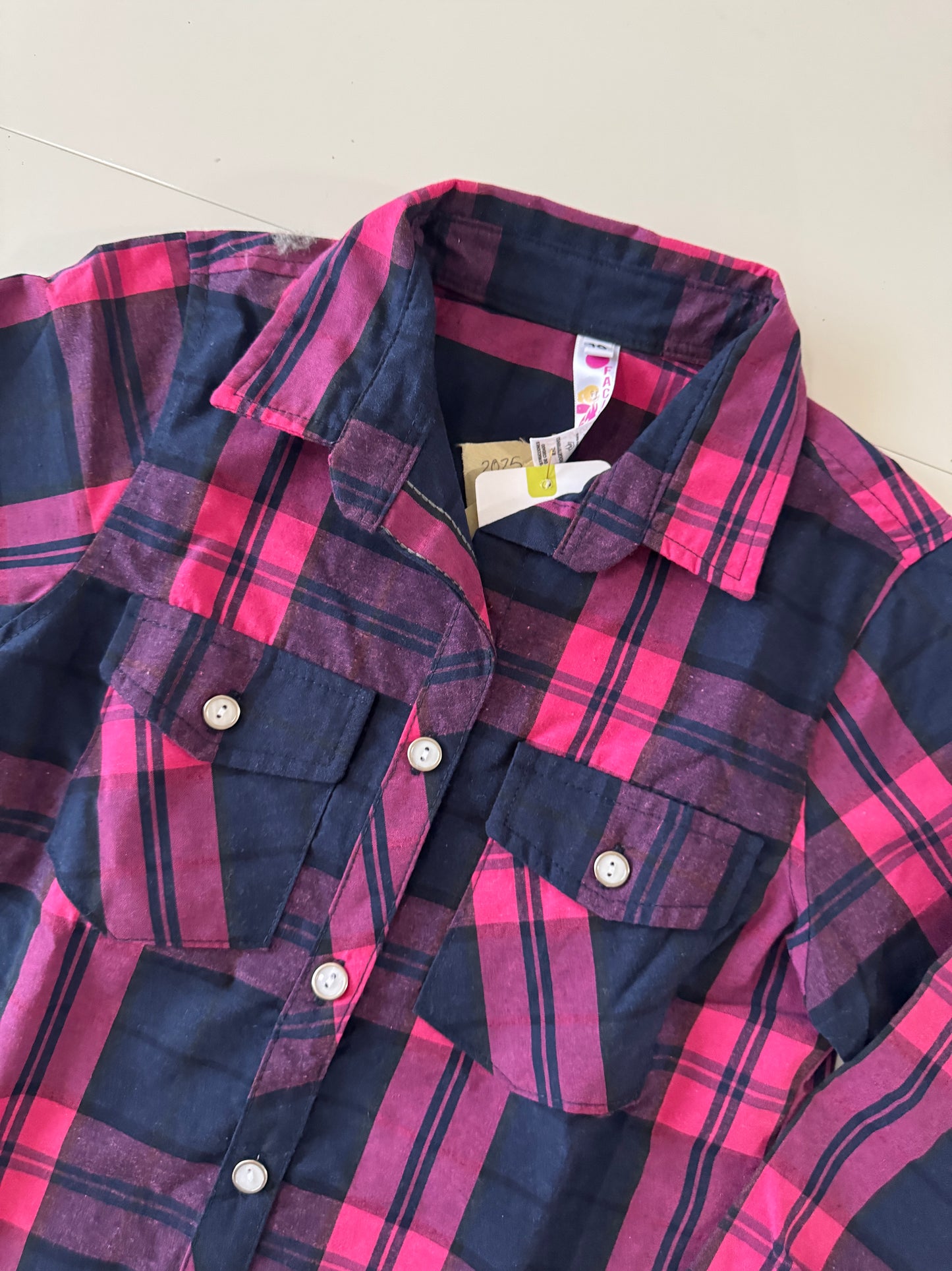 Camisa vaquera rosa con azul, Talla 10 años, Niña, Facinassion