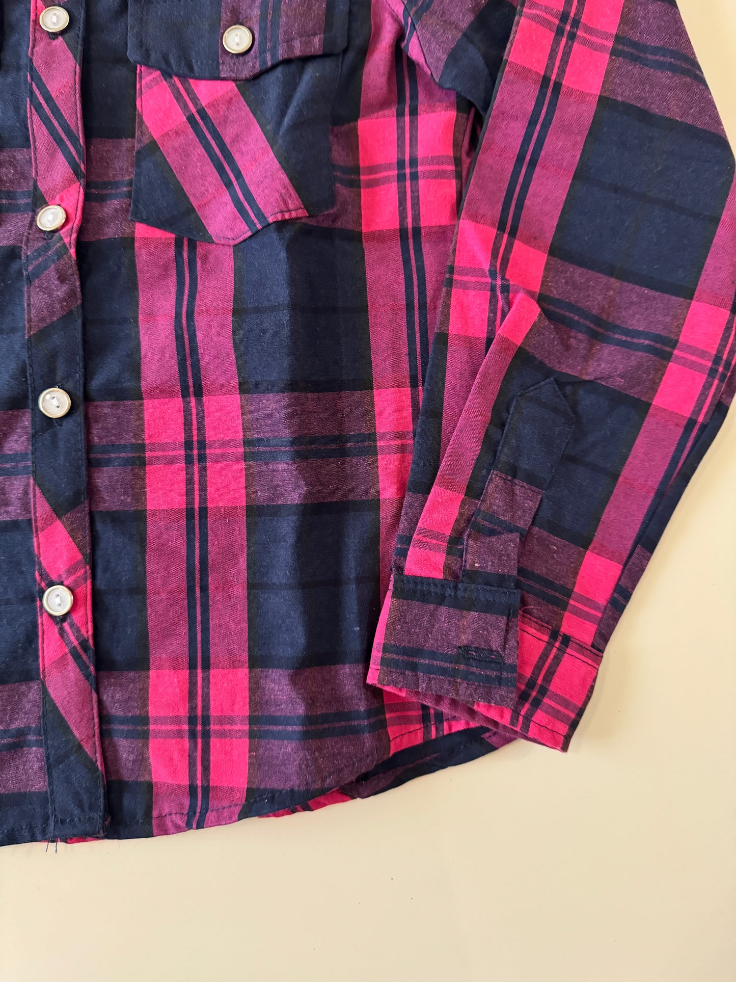 Camisa vaquera rosa con azul, Talla 10 años, Niña, Facinassion