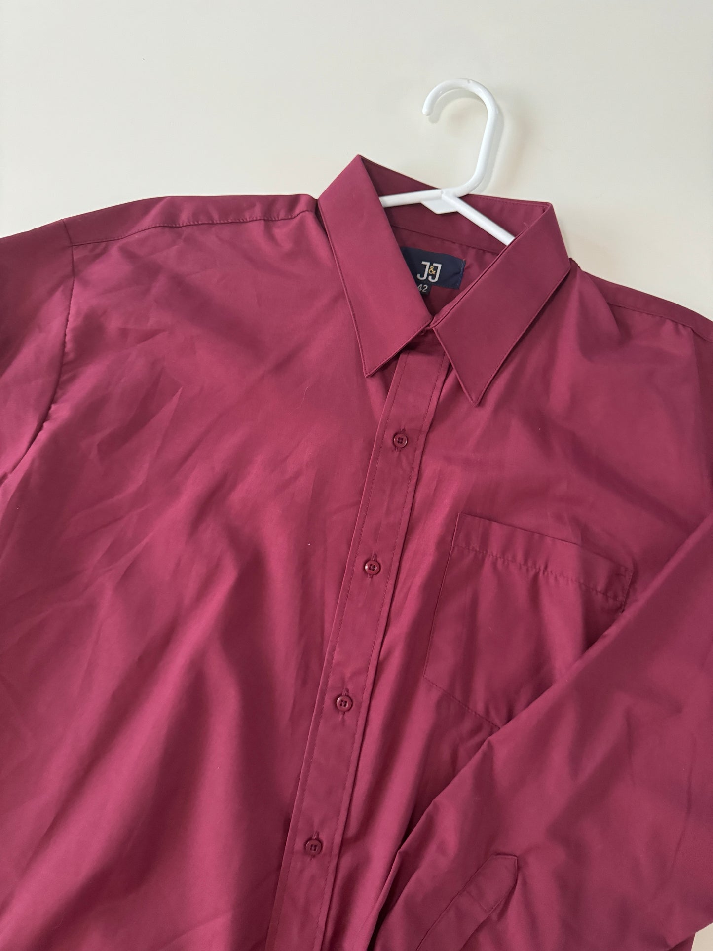 Camisa color vino, Talla 42, L, Hombre