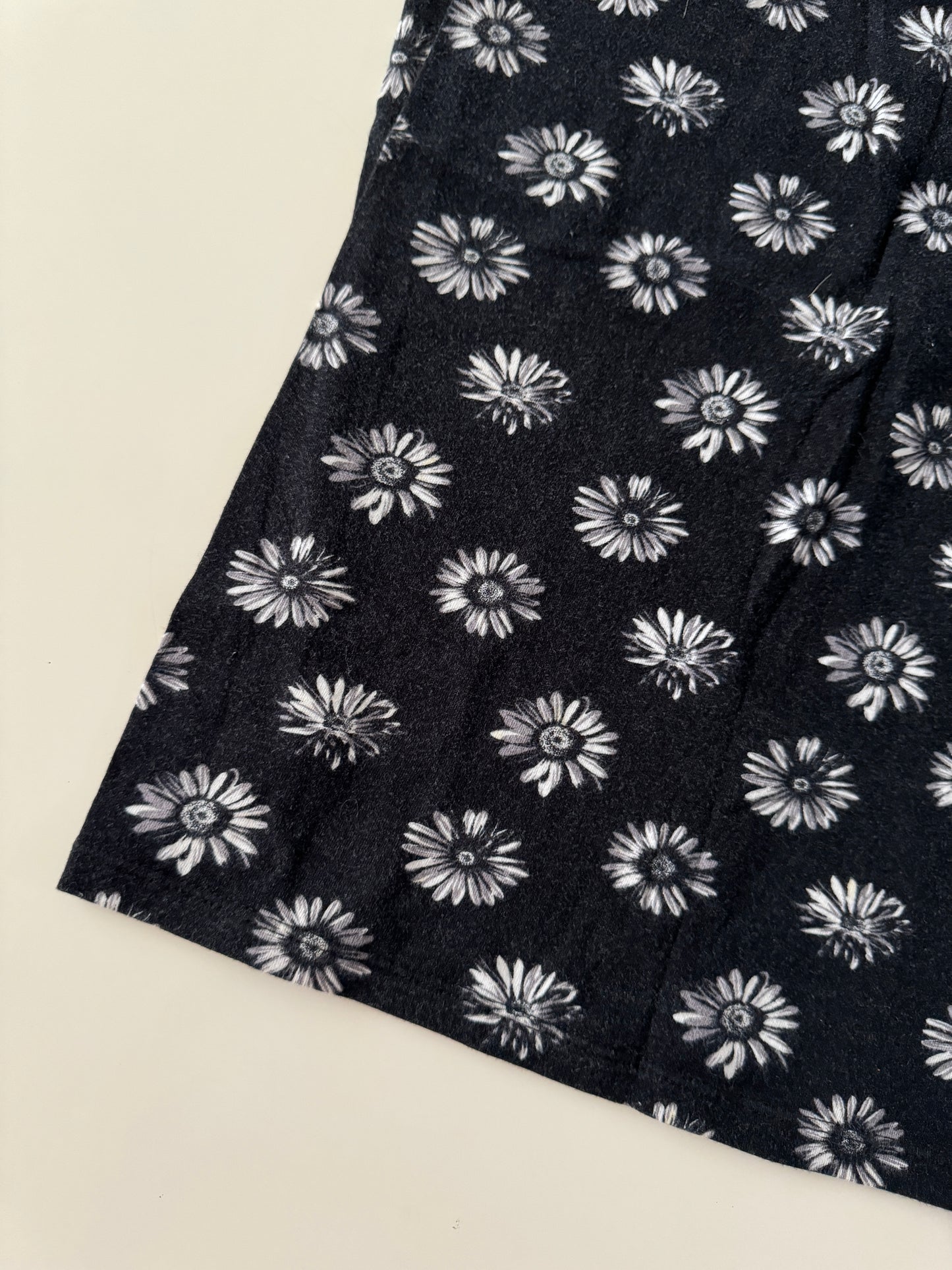 Falda negra estampada girasoles, Talla M, Mujer