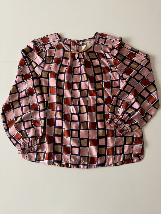 Blusa satinada estampada, Talla XL, Mujer