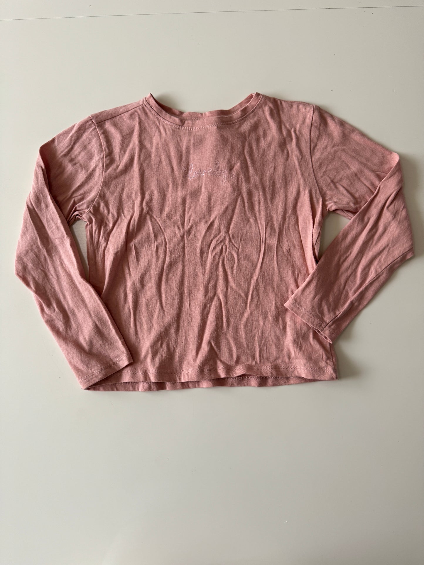 Playera manga larga rosa, Talla 6-7 años, Niña