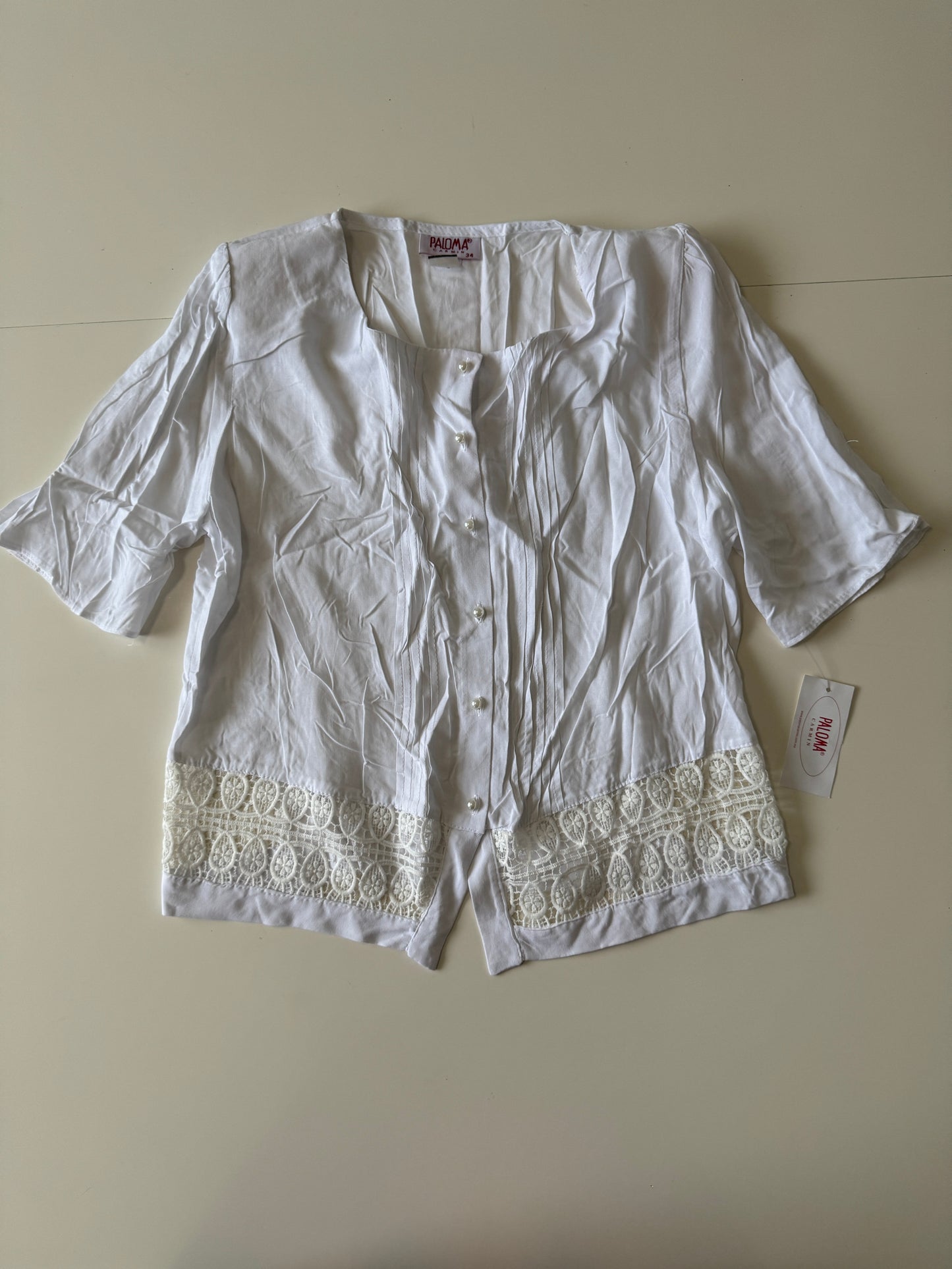 Camisa blanca con botones, Talla 34, S, Mujer