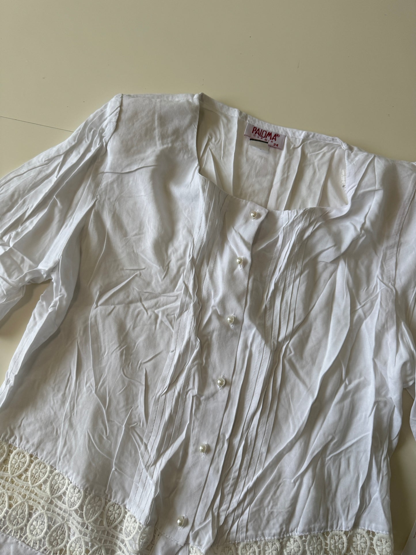 Camisa blanca con botones, Talla 34, S, Mujer