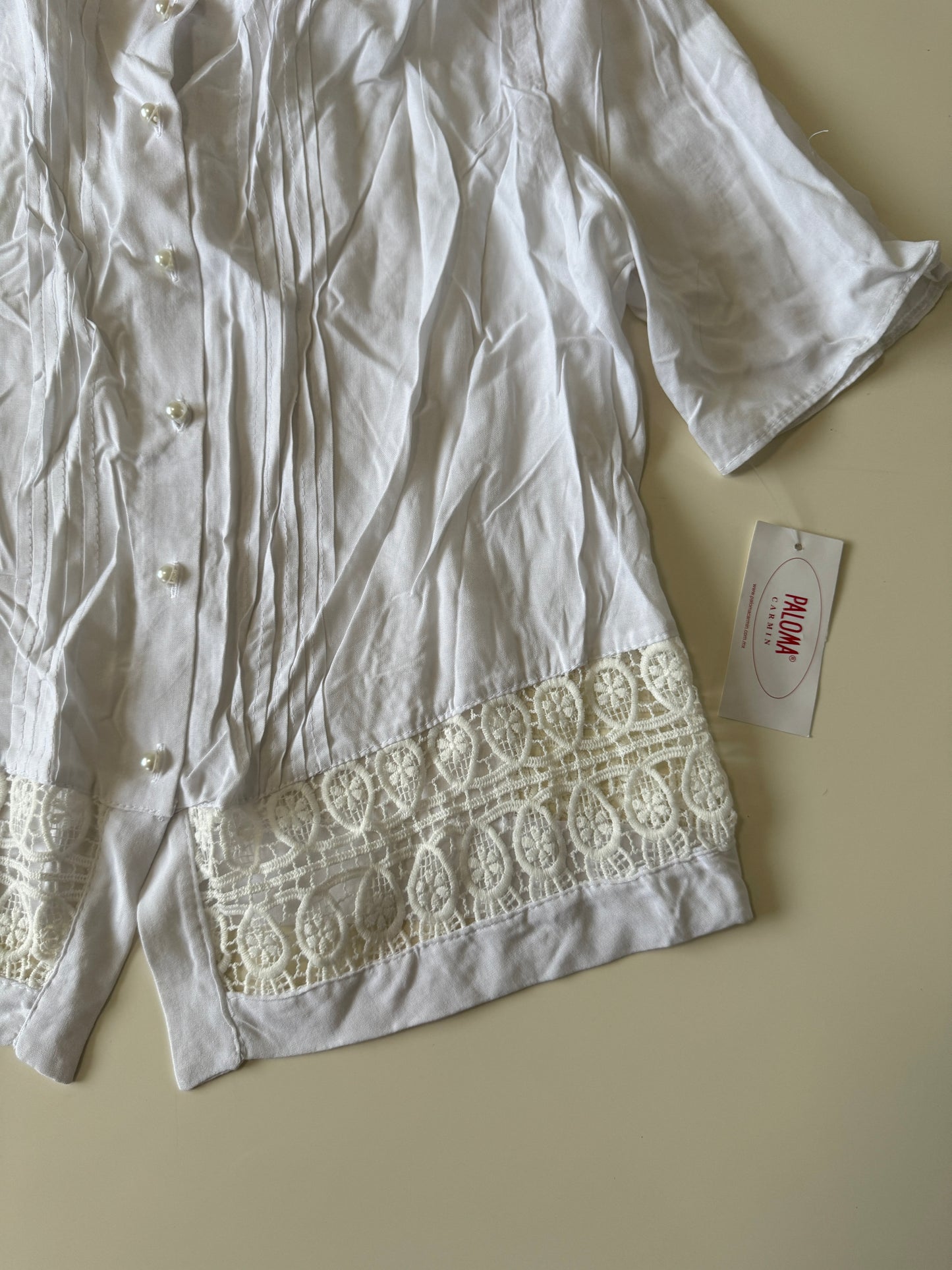 Camisa blanca con botones, Talla 34, S, Mujer