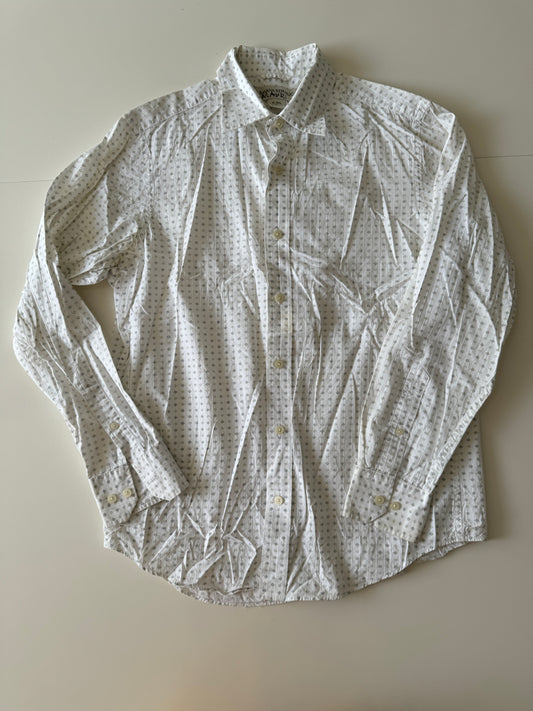 Camisa blanca estampada rombos, Talla 14, 14 1/2 cuello, Talla S, Hombre