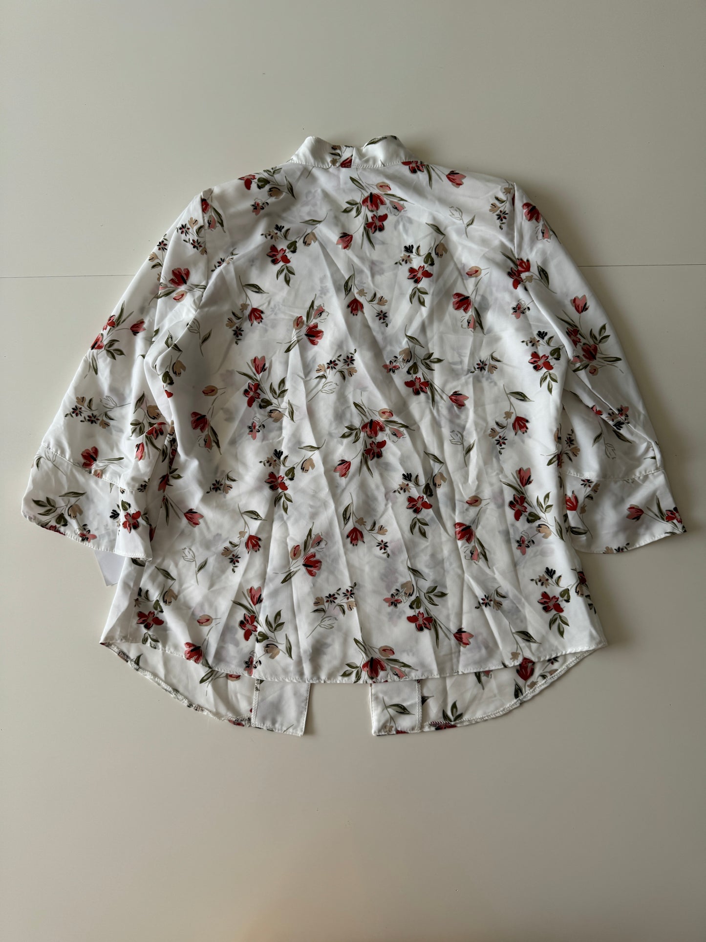 Camisa blanca estampada con flores, Talla 32, M, Mujer