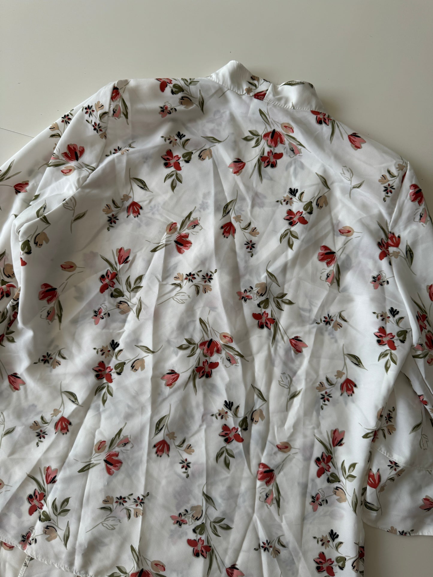 Camisa blanca estampada con flores, Talla 32, M, Mujer