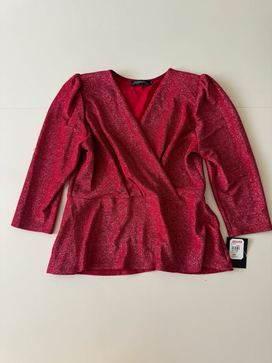 Blusa metalizada roja, Talla XL, Mujer