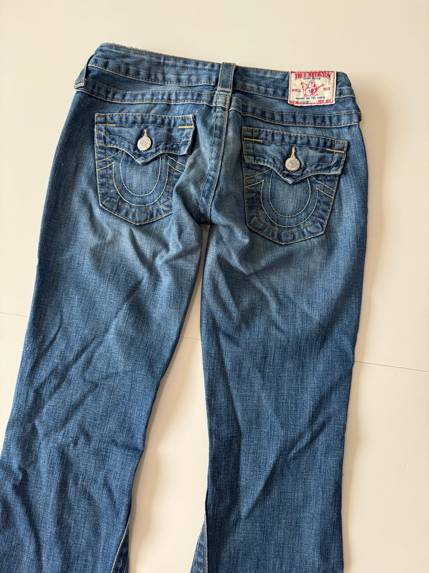 Jeans con cordones al frente, Talla 26, S, Mujer