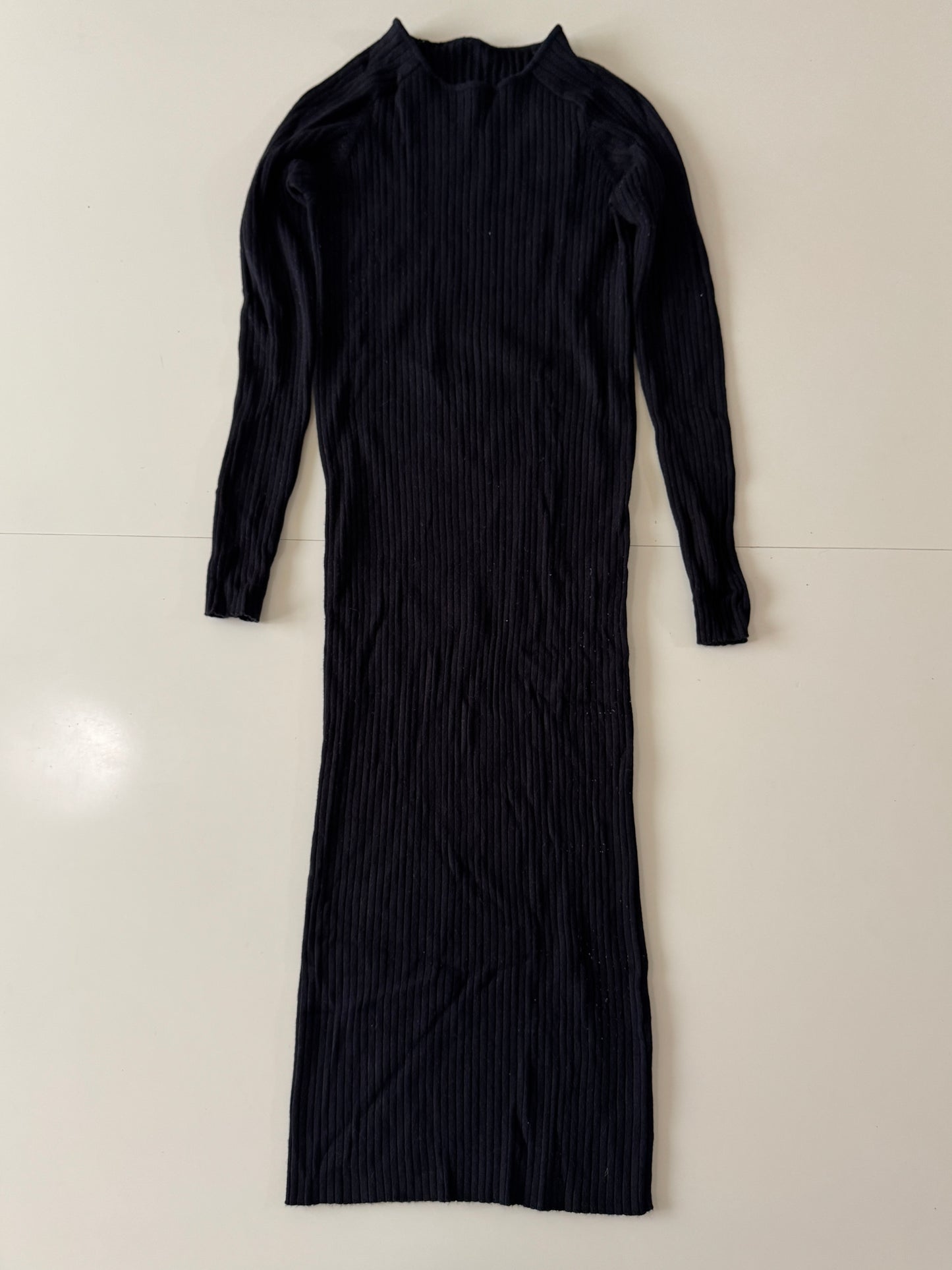 Vestido negro de punto, Talla S-M, Mujer