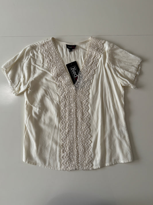 Playera beige con encaje, Talla S, Mujer, Redsky
