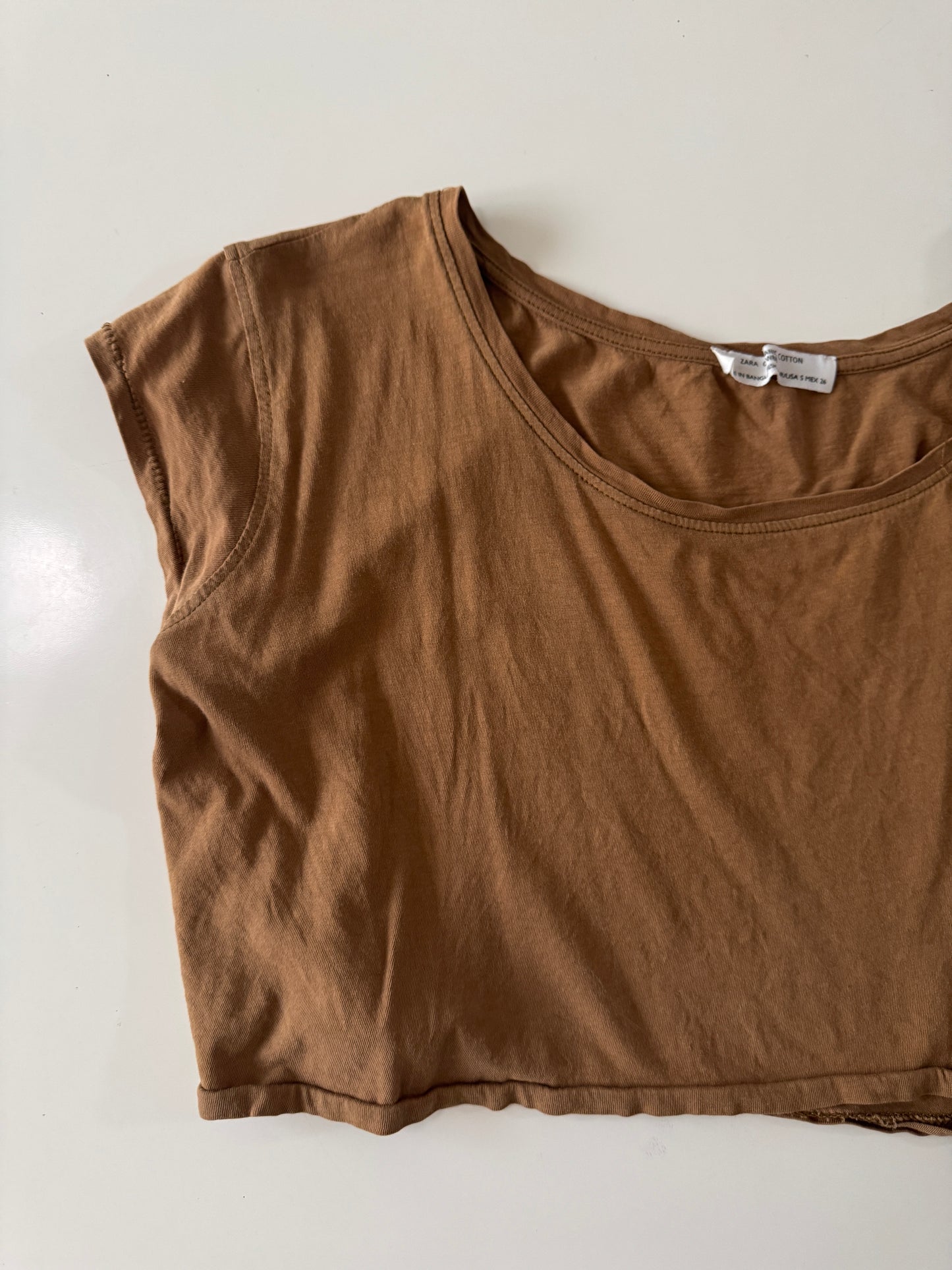 Playera crop oversized, Talla S, Mujer, Zara Organic Cotton