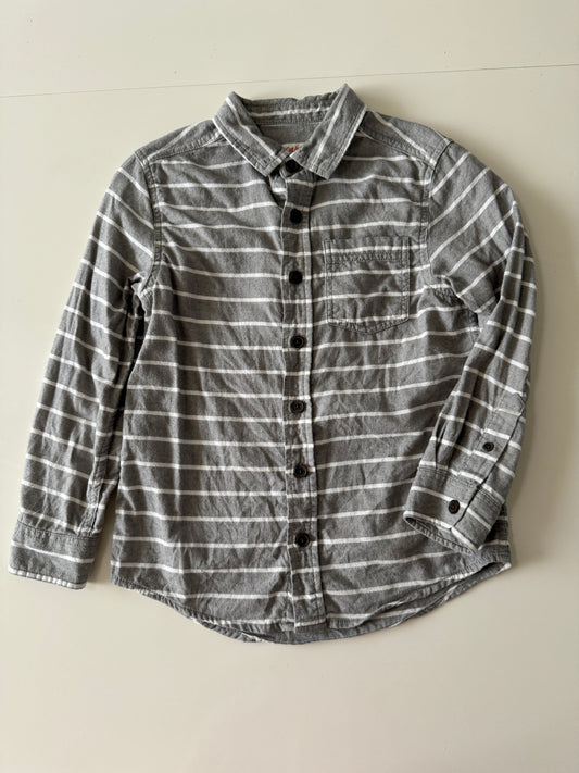 Camisa de franela gris a rayas, Talla S (6/7) años, Niño