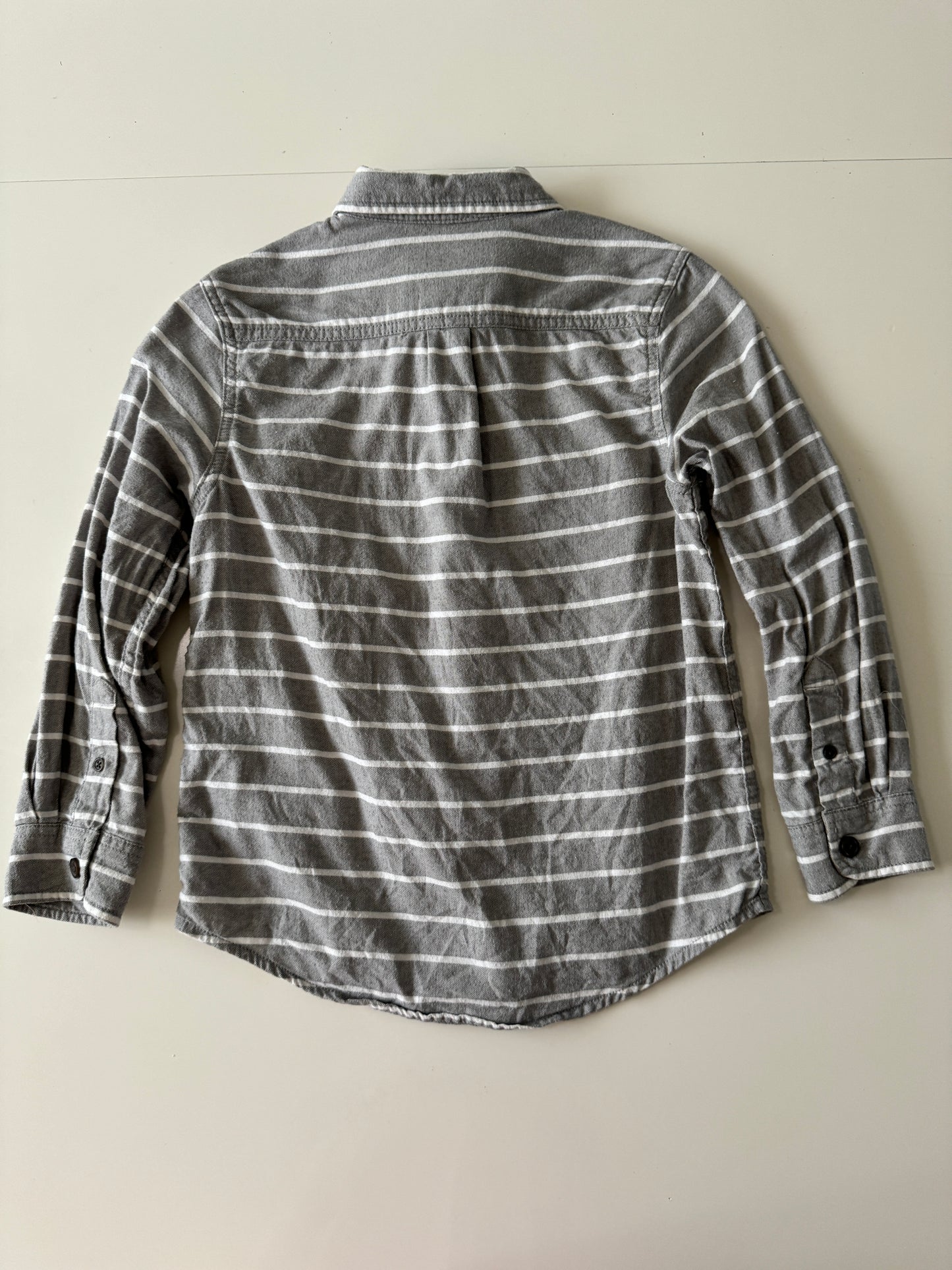 Camisa de franela gris a rayas, Talla S (6/7) años, Niño