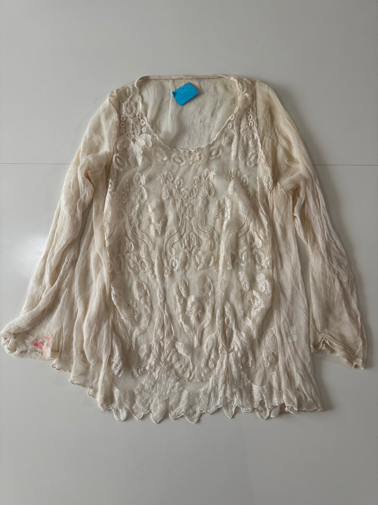 Blusa traslucida beige, Talla M-L, Mujer