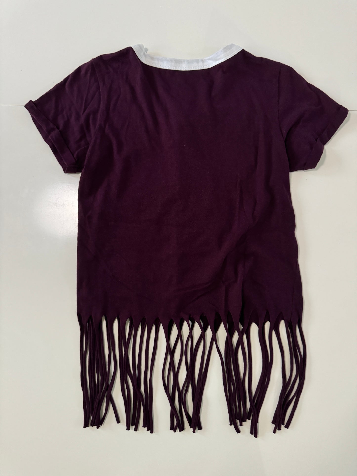 Playera look retro, color vino, Talla S, Mujer