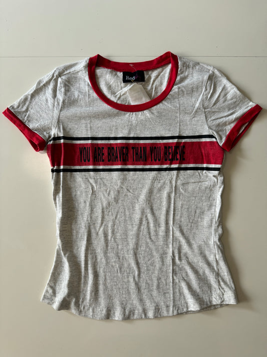 Playera retro gris, Talla S, Mujer