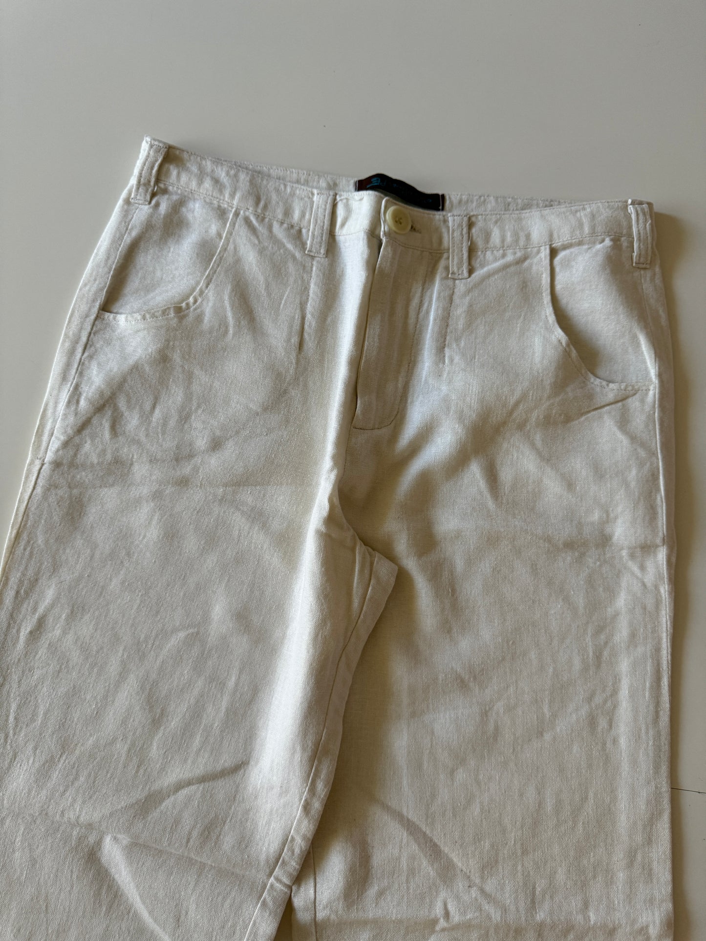 Pantalones de lino beige, Talla 30x30, Hombre