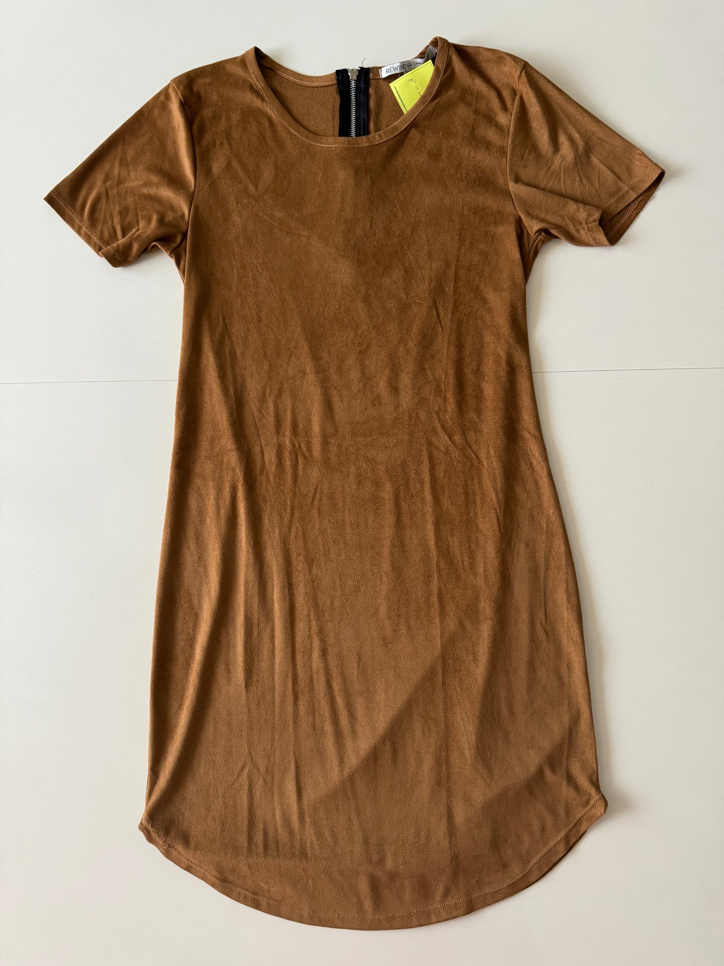 Vestido de efecto suede cafe, Talla M, Mujer