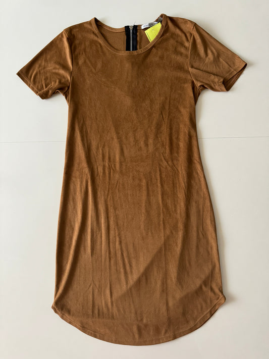 Vestido de efecto suede cafe, Talla M, Mujer